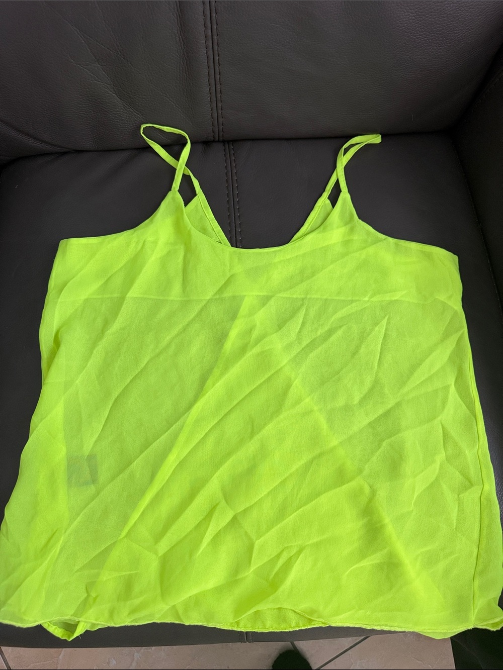 Neon Lime Sleeveless Chiffon Cami